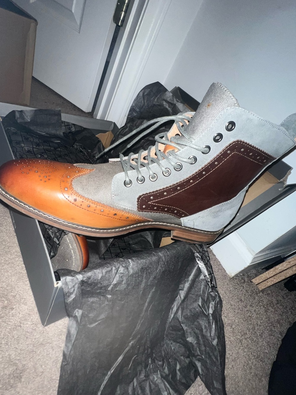 Stacy Adams Two-Tone Chukka Boot in Gray and Brown